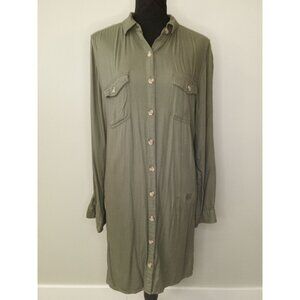 So Olive Green Button Up Shirt Dress Size Large